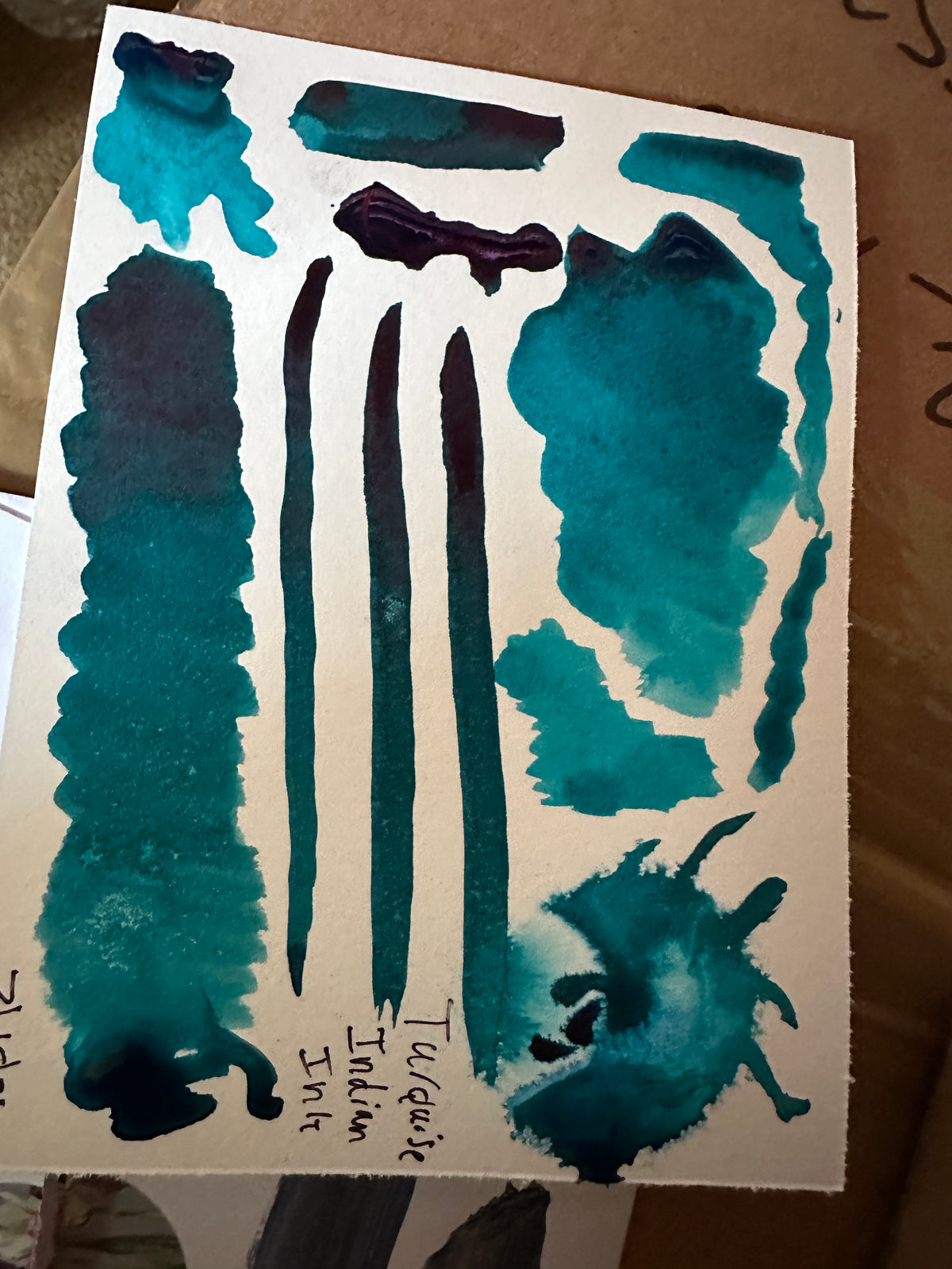 Shellac Ink Examples Turquoise Indian Ink (PB15:3 / PG7) | Professional Water-Resistant ...