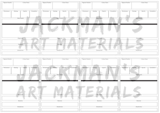 Printable Digital Swatch Cards for Watercolour Painting - Jackman's Art Materials