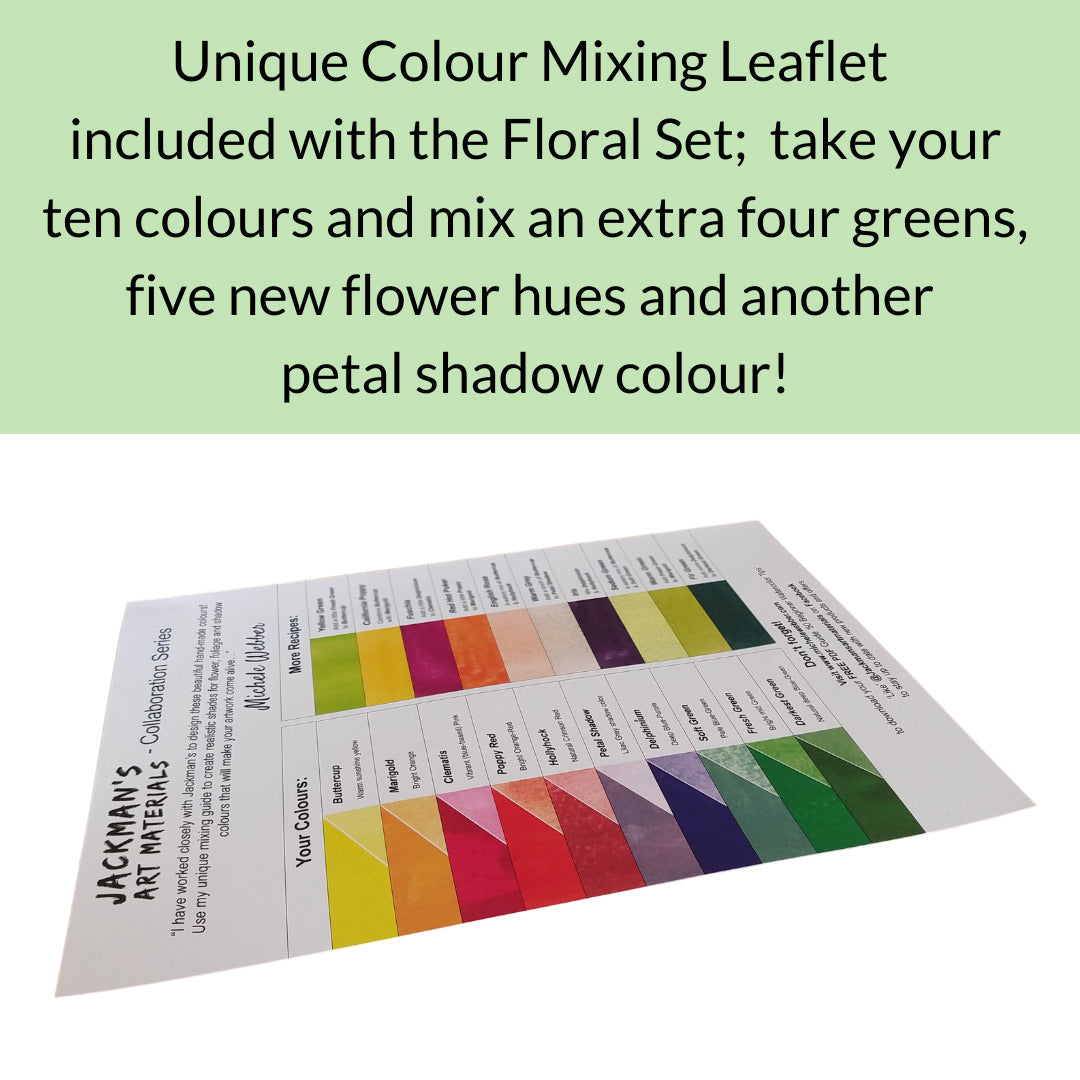 Michele Webber Professional Handmade Watercolour Floral Set of 10 Colours Watercolour - Jackman's Art Materials