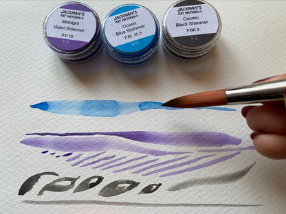 Pearlescent Watercolours 5g Pots set of 6 with/without Brush  - Jackman's Art Materials