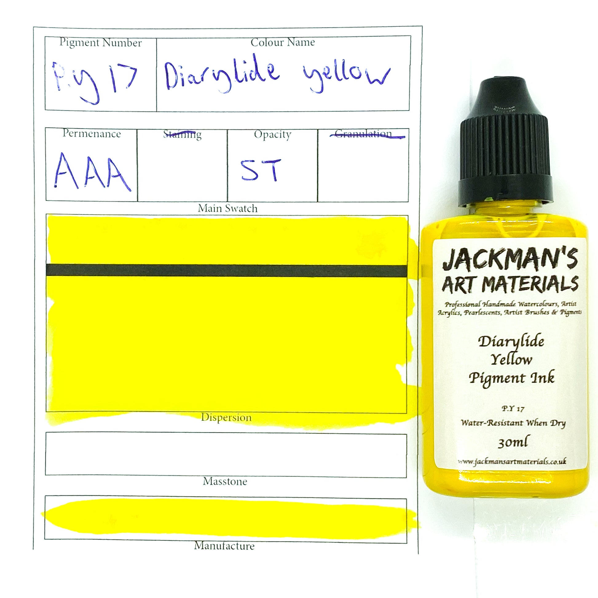 Diarylide Yellow Pigment Ink - Jackman's Art Materials