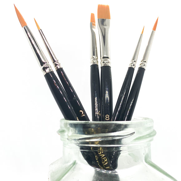 extra fine golden synthetic (gold sable) round & flat brushes set