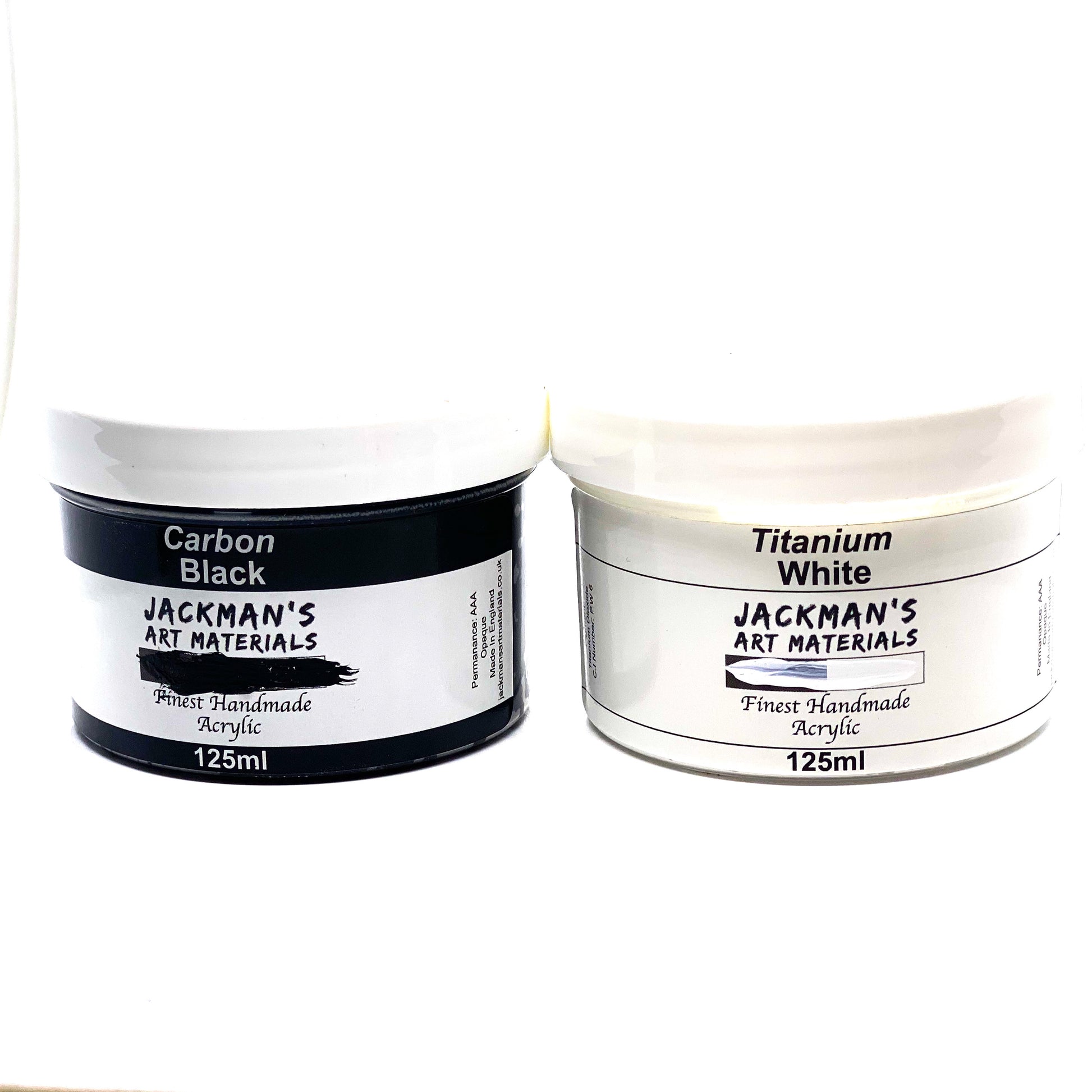 Black and White Acrylic 125ml Pots Set Of 2 Acrylic - Jackman's Art Materials