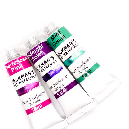 Pearlescent Acrylics 14ml Tubes Set Of 3 Acrylic - Jackman's Art Materials